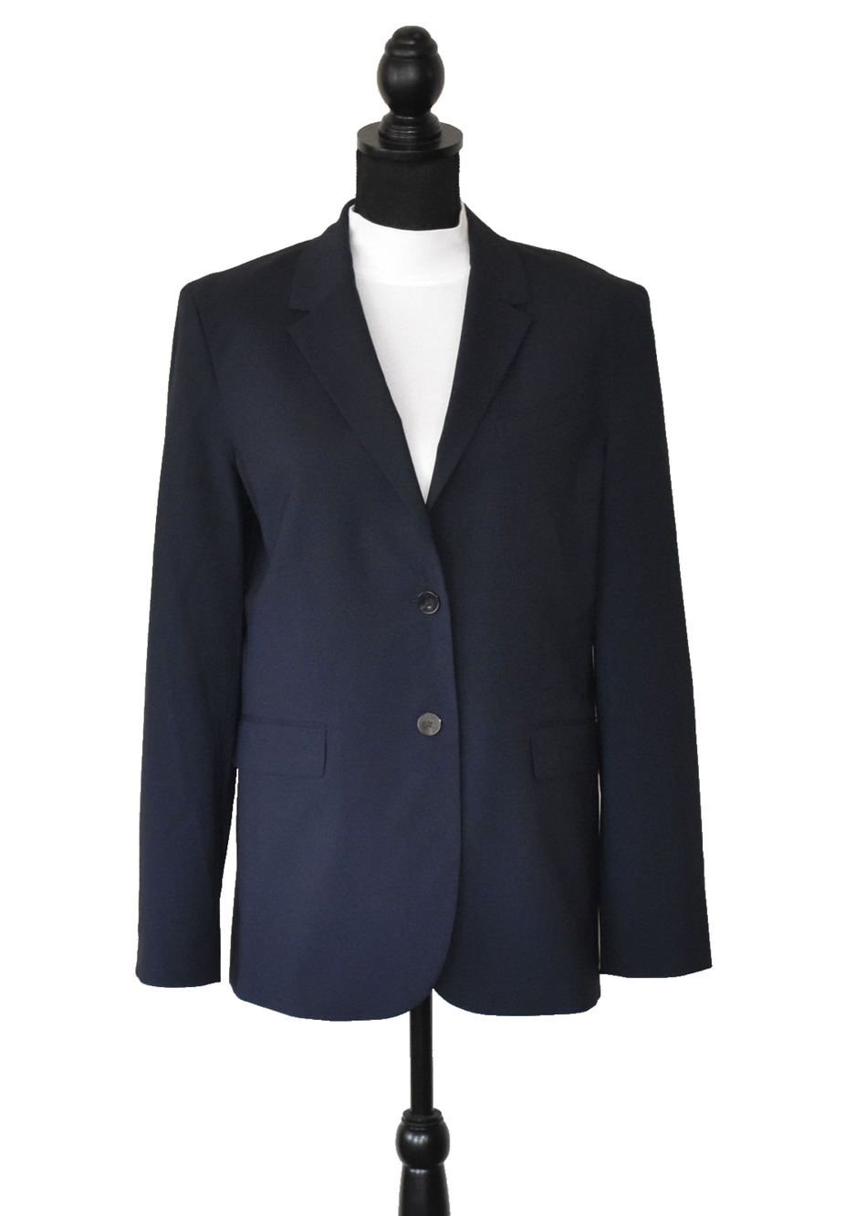 B0 Auth THEORY Classic Blazer Travel Wool Navy 2-Button Blazer Size 12